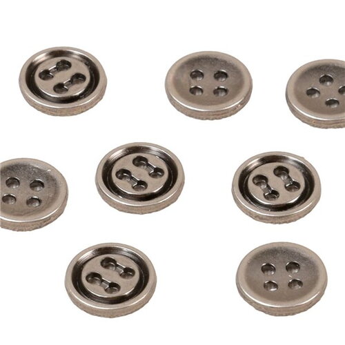 Lot de 6 boutons ronds alliage 4 trous 10mm gris foncé