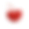Pompon fourrure artificielle cœur 45x 65mm rouge