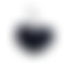 Pompon fourrure artificielle cœur 45x 65mm bleu marine