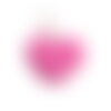 Pompon fourrure artificielle cœur 45x 65mm rose fluo