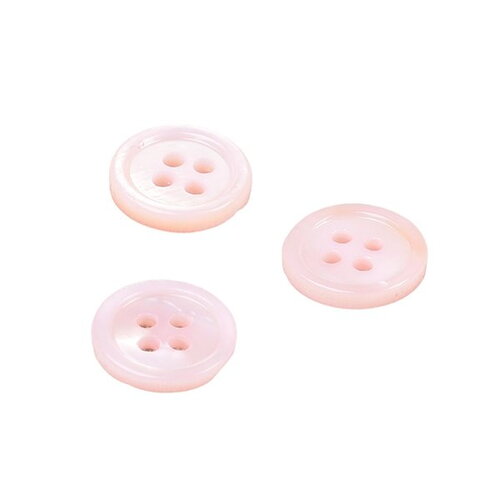 Bouton rond coquillage 4 trous 11mm rose layette