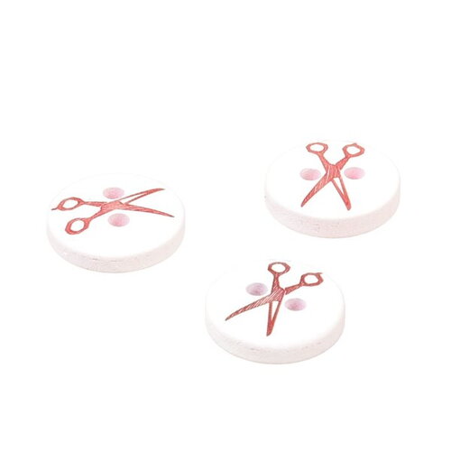 Bouton rond ciseaux résine 11mm rouge