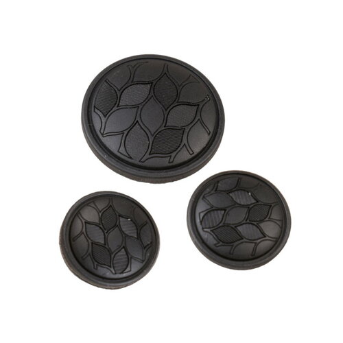 Lot de 6 boutons rond à queue feuilles noir