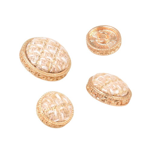 Lot de 6 boutons rond bijou couvert beige