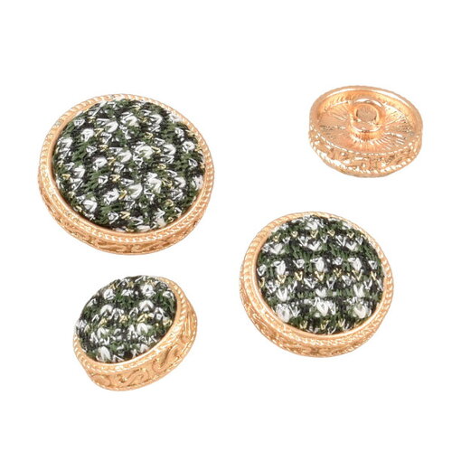 Lot de 6 boutons rond bijou couvert vert normandie