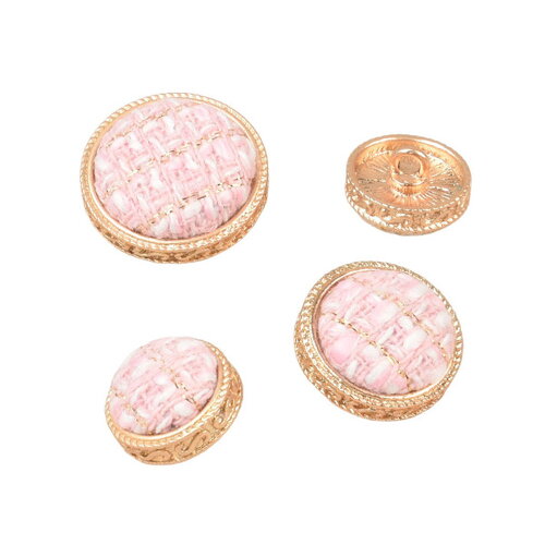 Lot de 6 boutons rond bijou couvert rose