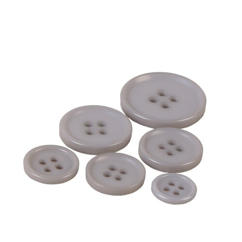 Lot de 6 boutons ronds 4 trous classique gris