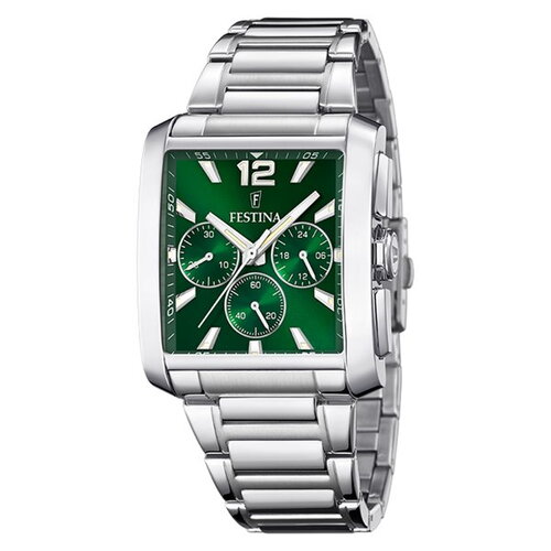 Montre festina homme chronographe acier cadran rectangulaire vert