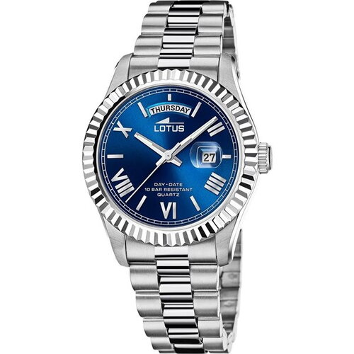 Montre lotus homme acier dateur cadran bleu