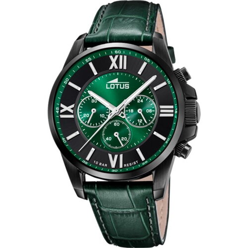 Montre lotus homme bracelet cuir vert cadran vert et noir