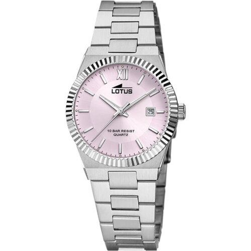 Montre lotus femme acier mat cadran rose dateur