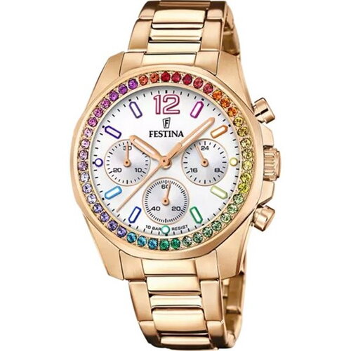 Montre festina femme rose tour cadran strass multicolore