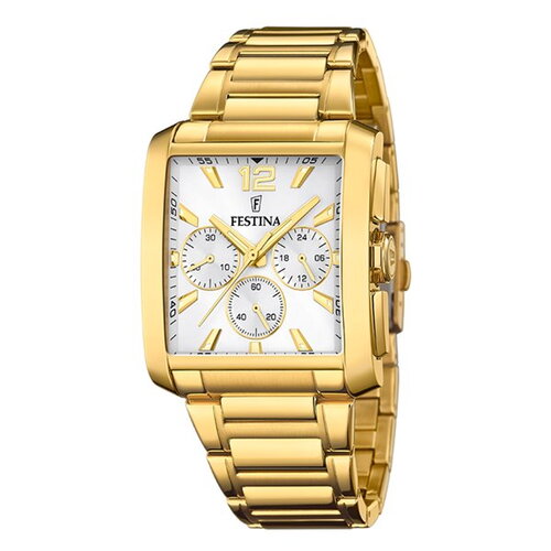 Montre festina homme doré cadran rectangulaire blanc