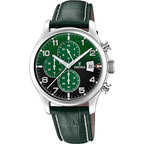 Montre festina homme cuir et cadran vert dateur