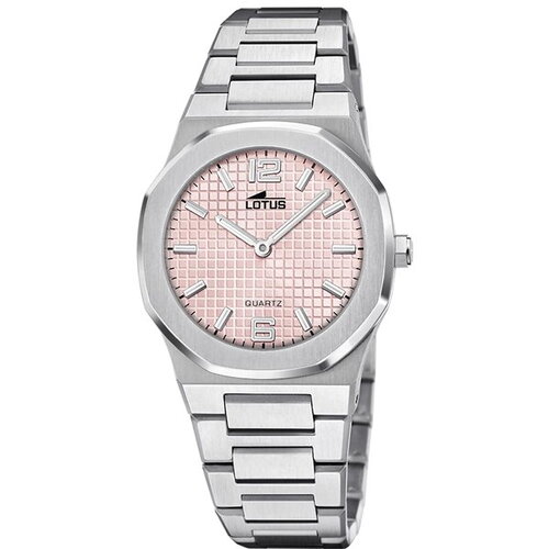Montre lotus femme acier mat cadran rose quadrillé