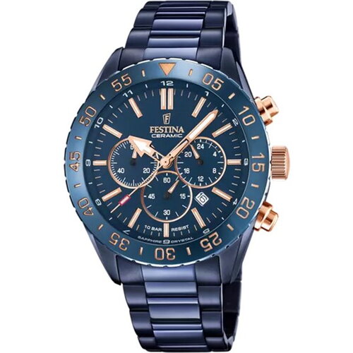 Montre festina quartz homme ceramic bleu