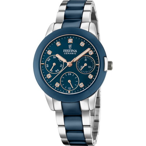 Festina femme ceramic et cristal saphir cadran bleu swarovski