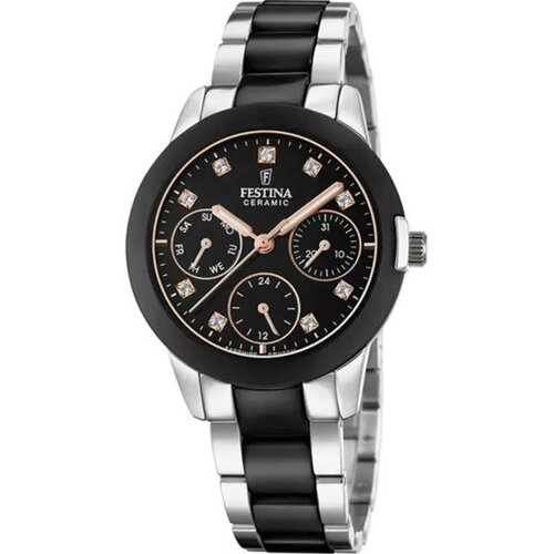 Festina montre femme ceramic multifonction acier