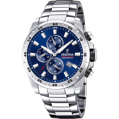Montre festina homme chronographe acier fond bleu