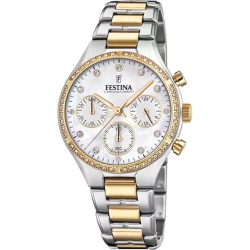 Montre festina acier bicolore cadran nacré femme