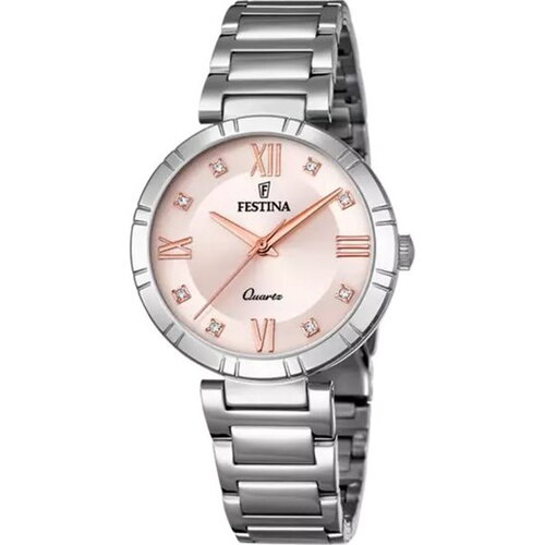 Montre festina dame acier fond rose
