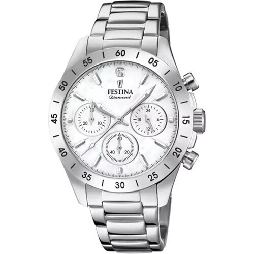 Montre festina dame chronographe acier fond blanc