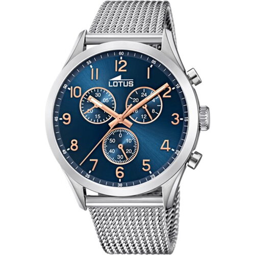 Montre lotus homme acier fond bleu chrono