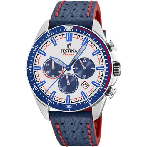 Montre festina homme cuir bleu fond blanc