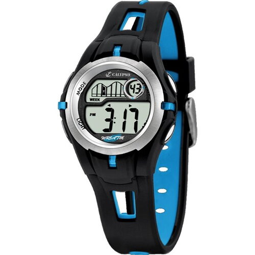 Montre calypso enfant digitale bracelet noir bleu boitier gris