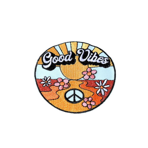 Lot de 3 écussons thermocollants seventies good vibes 7cm x 7cm