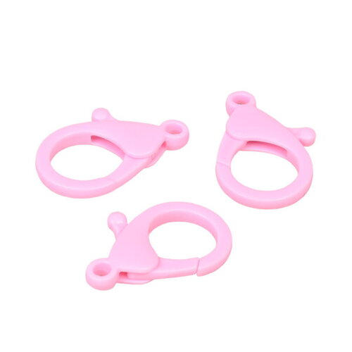 Lot de 4 mousquetons plastique 35x25mm rose layette