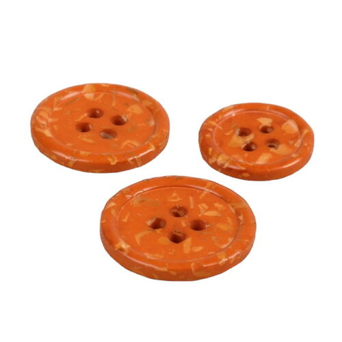 Lot de 6 boutons rond 4 trous bouteilles recyclées orange rouille