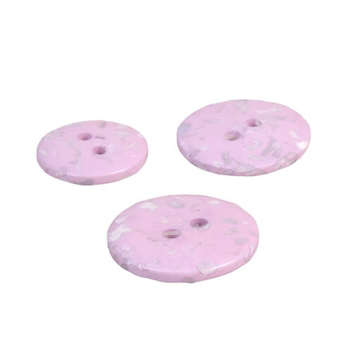 Lot de 6 boutons rond bouteilles recyclées 2 trous violet lavande