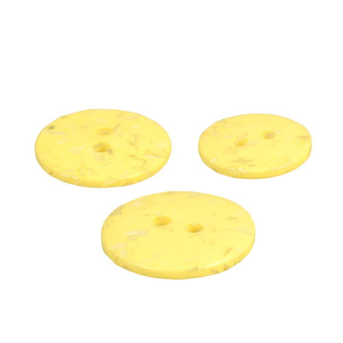 Lot de 6 boutons rond bouteilles recyclées 2 trous jaune maïs