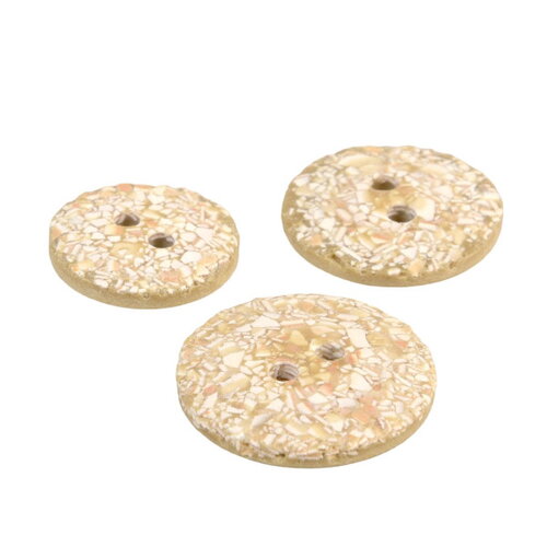 Lot de 6 boutons rond coquilles d'œufs 2 trous beige antilope