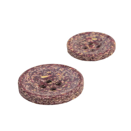 Lot de 6 boutons rond écorces de riz 4 trous rouge beaujolais