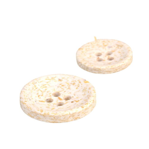 Lot de 6 boutons rond écorces de riz 4 trous blanc