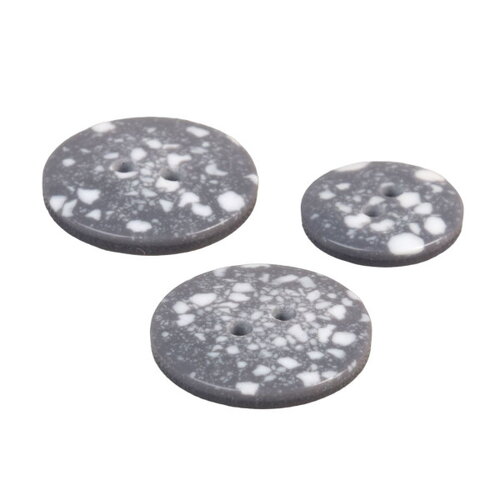 Lot de 6 boutons rond plastique recyclé 2 trous gris cendre