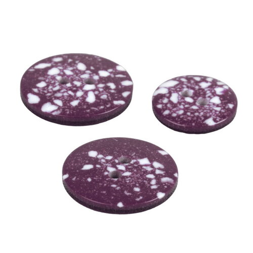 Lot de 6 boutons rond plastique recyclé 2 trous rouge beaujolais