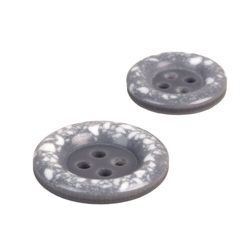 Lot de 6 boutons rond plastique recyclé 4 trous gris cendre