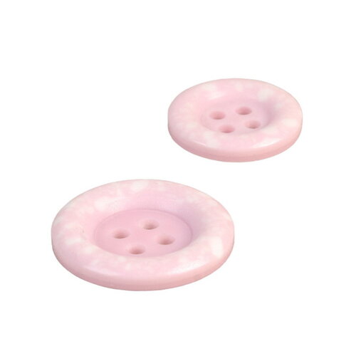 Lot de 6 boutons rond plastique recyclé 4 trous rose layette