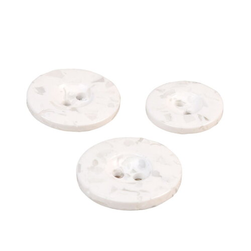 Bouton rond 2 trous bouteilles recyclées blanc - 18mm