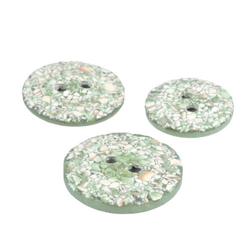 Bouton rond coquilles d'œufs 2 trous vert d'eau - 18mm