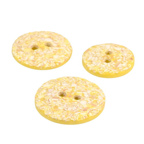 Bouton rond coquilles d'œufs 2 trous jaune maïs - 18mm