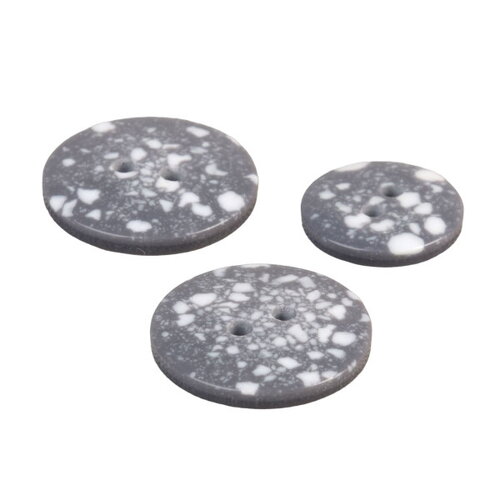 Bouton rond plastique recyclé 2 trous gris cendre - 15mm