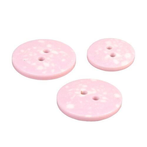 Bouton rond plastique recyclé 2 trous rose layette - 20mm