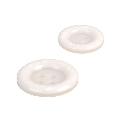 Bouton rond plastique recyclé 4 trous blanc - 15mm