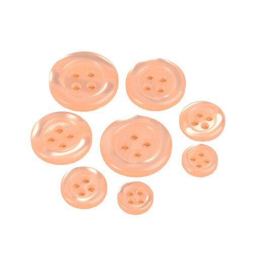 Lot de 6 boutons ronds 4 trous orange saumon