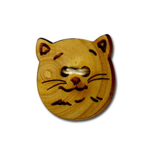 Lot de 3 boutons tête de chat en matière naturelle 18mm