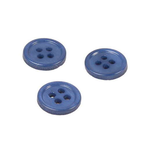 Lot de 3 boutons ronds coquillage 4 trous 11mm bleu marine foncé